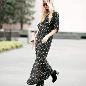 BLACK BUTTON-UP MAXI DRESS (size xs)